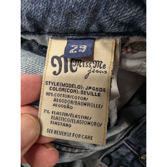 Miss Me Jeans Womens SZ 29 Blue Distressed Classic Cropped Flap Pocket Whiskers - Picture 16 of 16